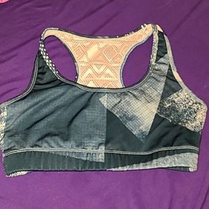 Zyia Active Women's Lace Racerback Bomber Sports Bra Blue Printed Size M